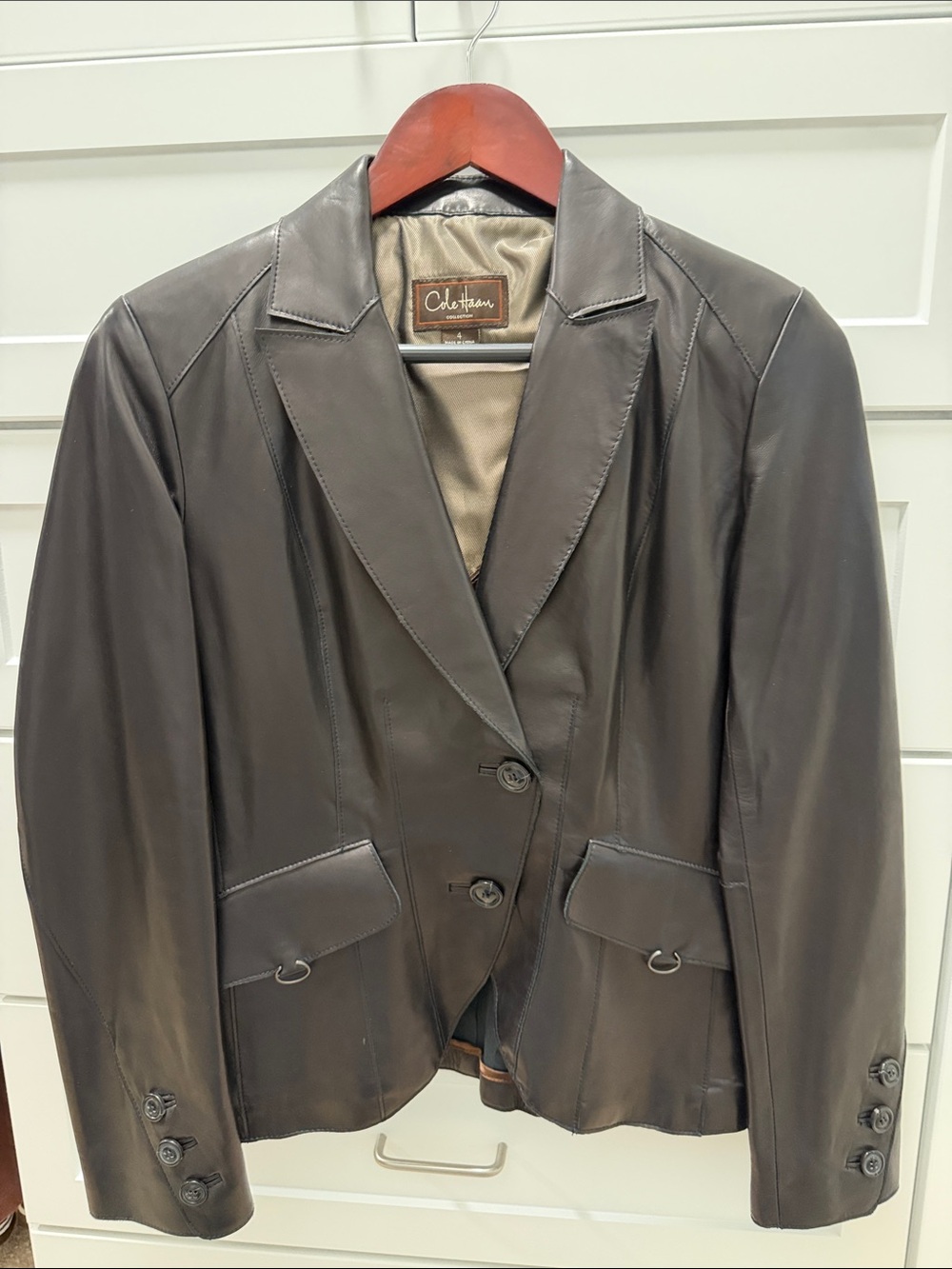 Cole Haan Collection Lambskin Leather Blazer Brown Women’s Size 4
